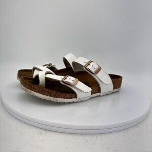 Birkenstock Mayari Women Size 1 White Birko Flor Buckled Slide Comfort Sandal